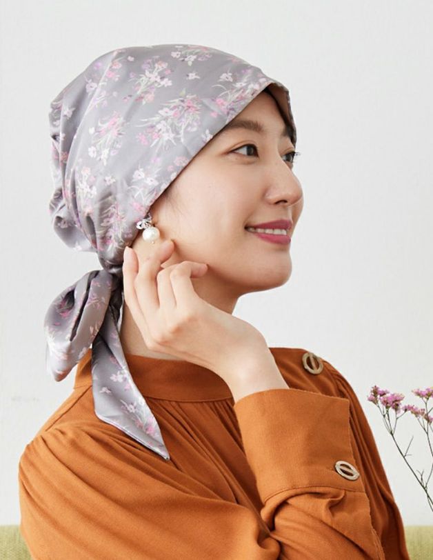 医療用帽子(ケア帽子) -Audrey- スカーフタイプ/Blooming Flowers