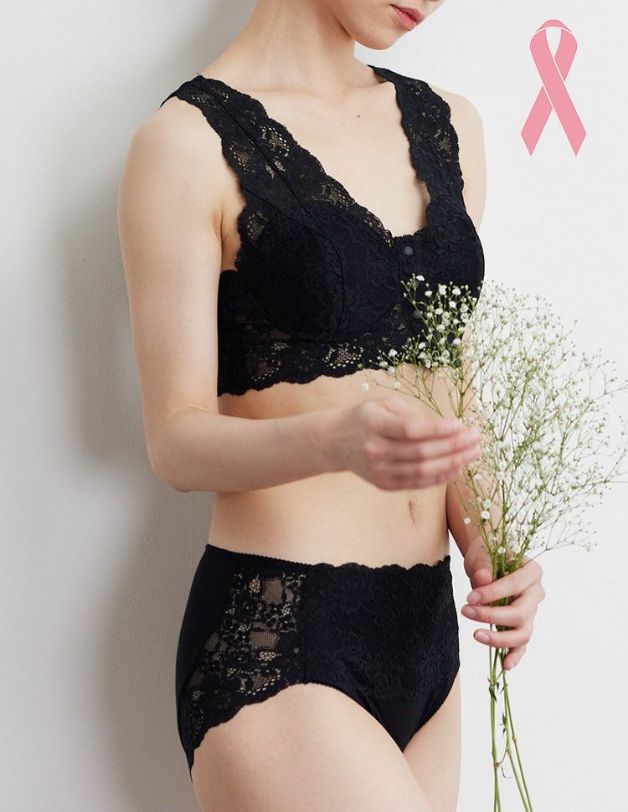 乳がんブラ＆パンツ 前開きレース 上下セット
