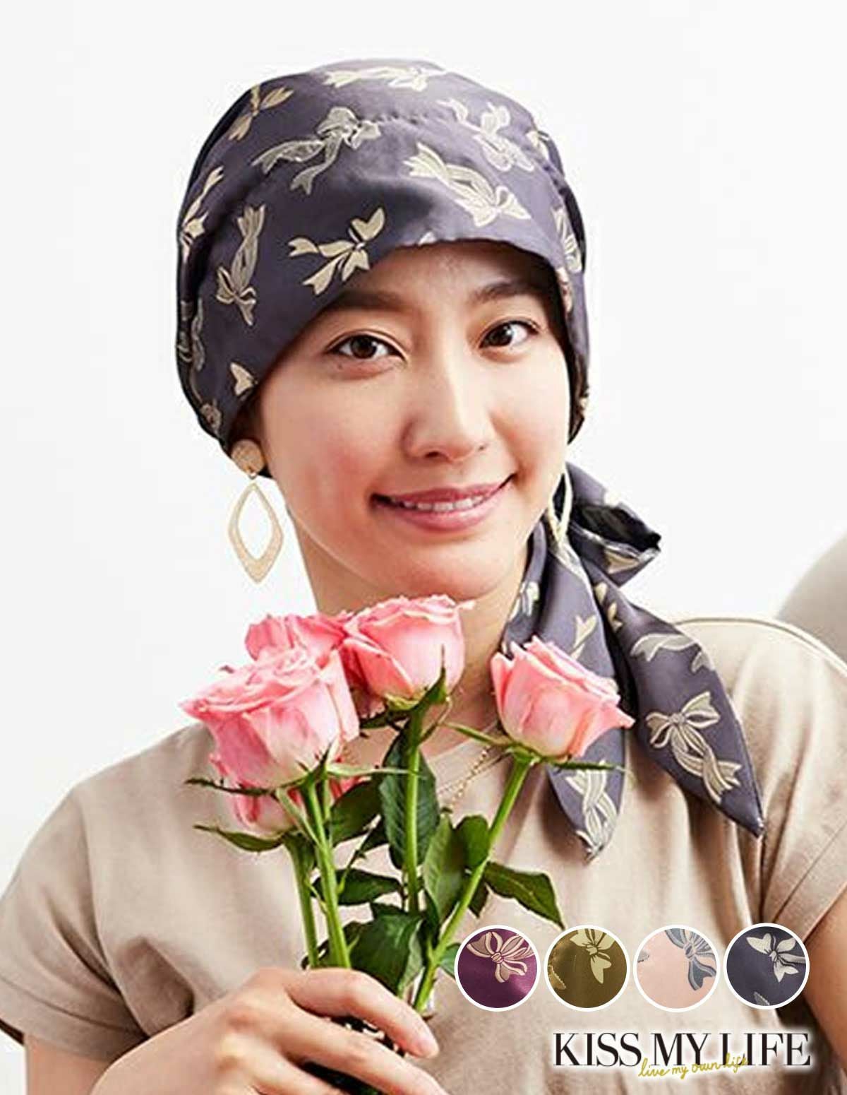 医療用帽子　オードリー　りぼん結び