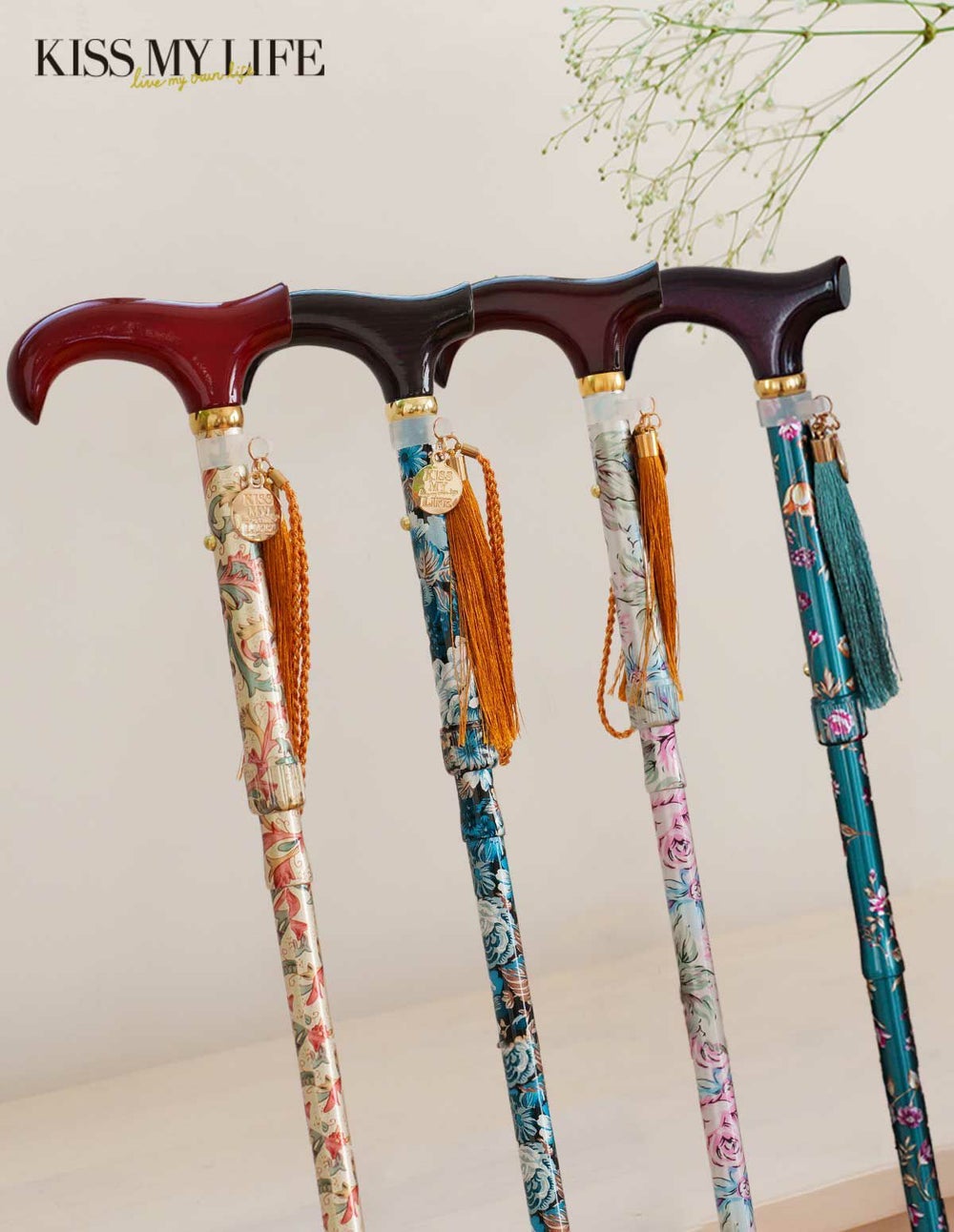 折りたたみ杖 - 花柄