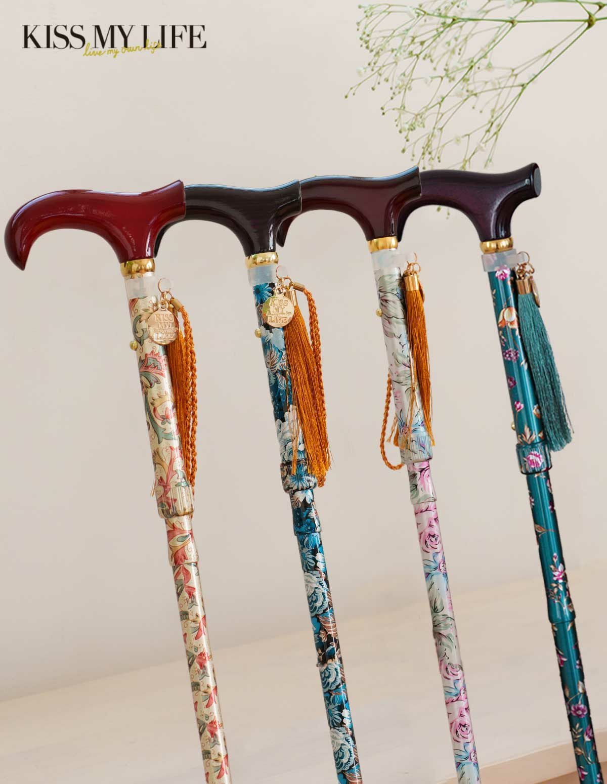 折りたたみ杖 - 花柄