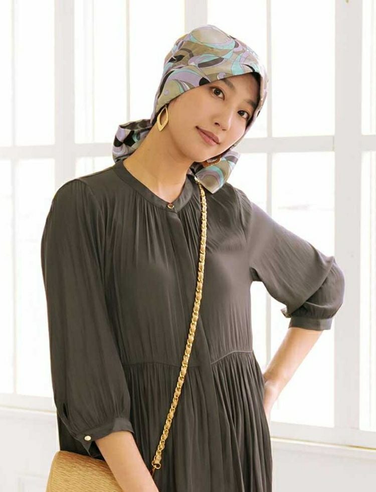 医療用ケア帽子 プッチ柄 かぶりやすいスカーフタイプ 【KISS MY LIFE】