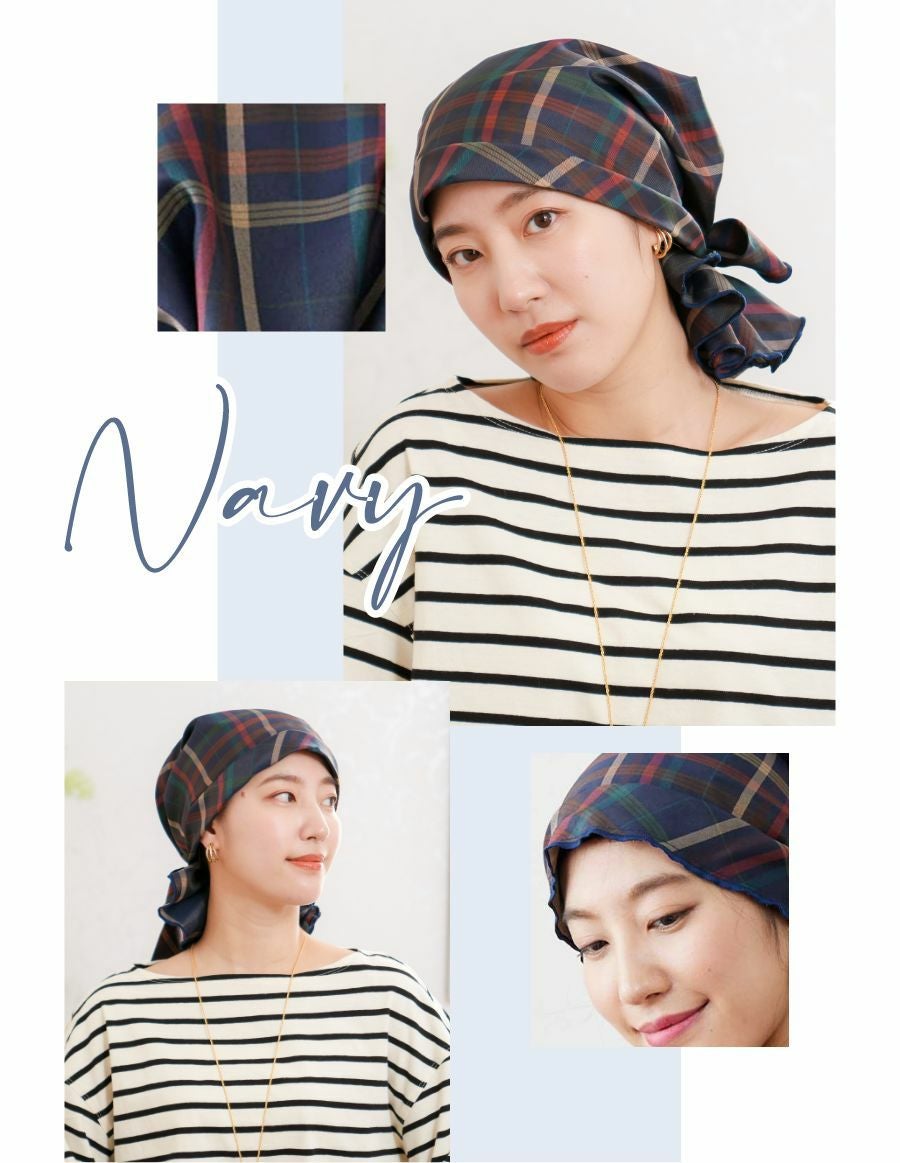 医療用帽子(ケア帽子) -Karina- バンダナタイプ/チェック柄