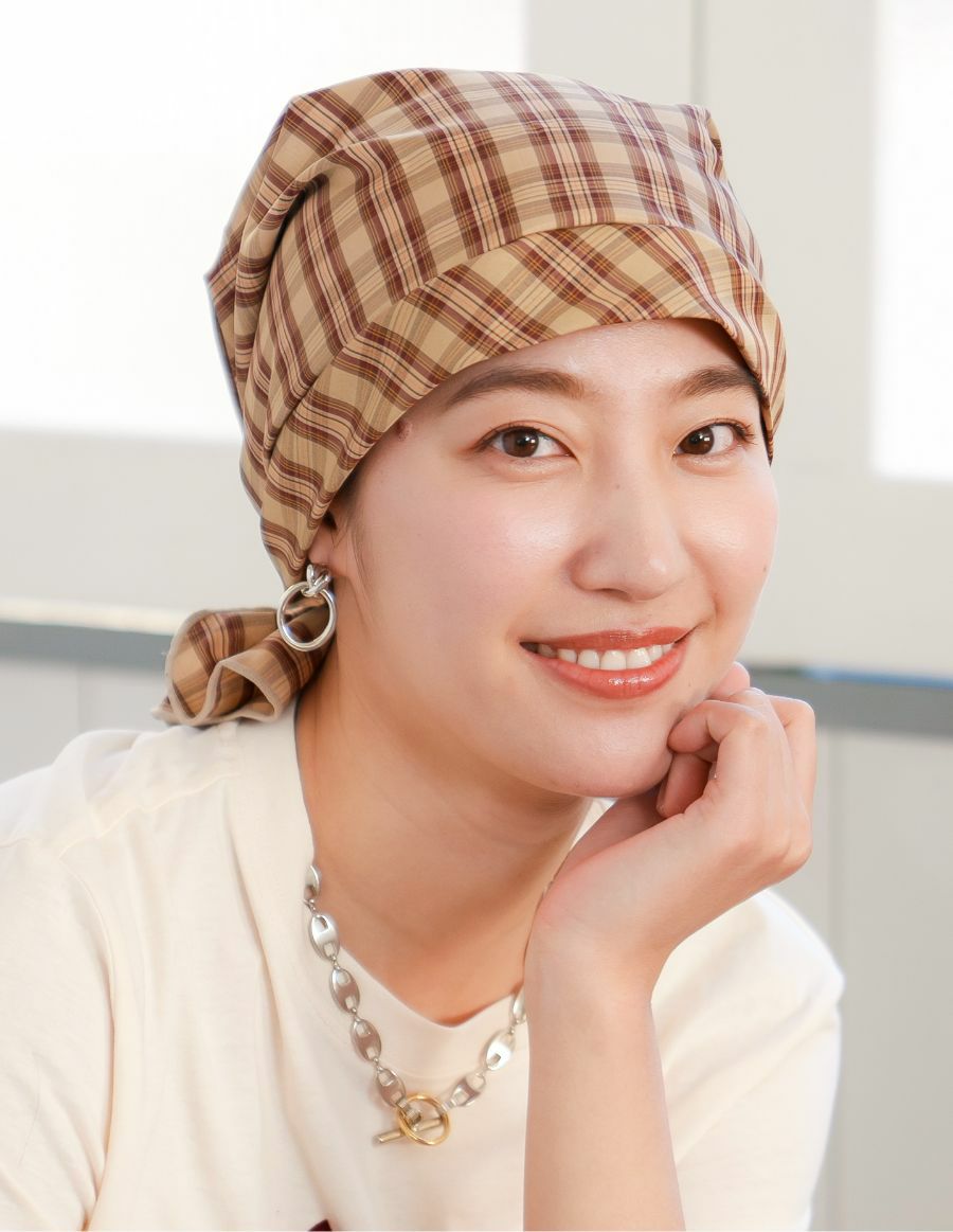 医療用帽子(ケア帽子) -Karina- バンダナタイプ/チェック柄