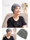 医療用帽子(ケア帽子)  -ニット- おやすみ用（麻素材）清涼速乾　グレー