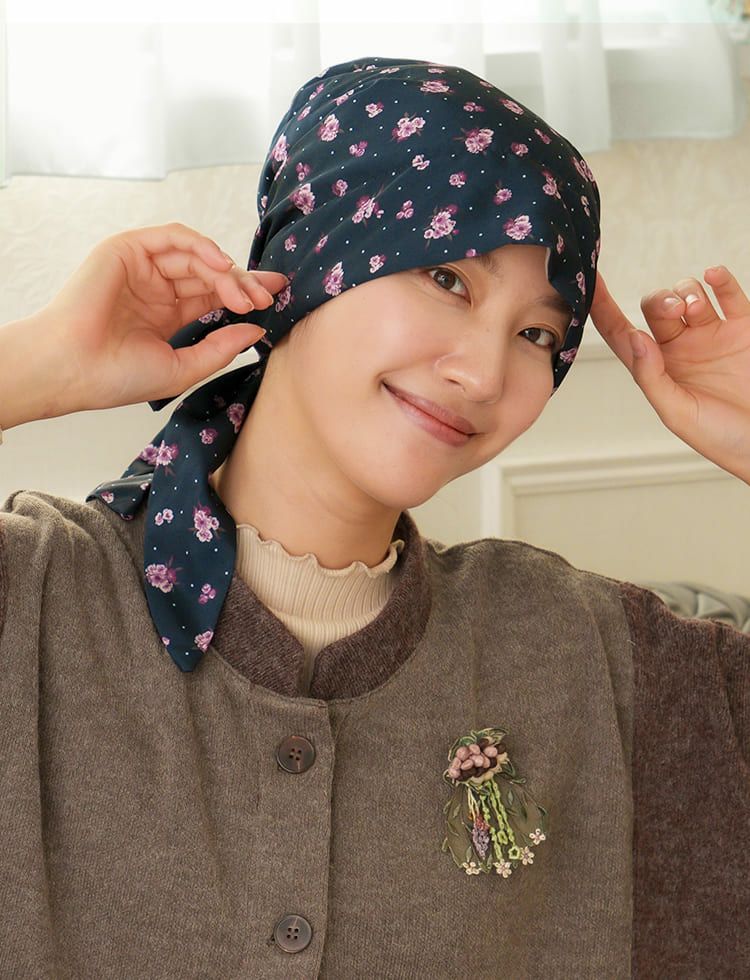医療用帽子 -Audrey- スカーフタイプ/Petit antique Flower