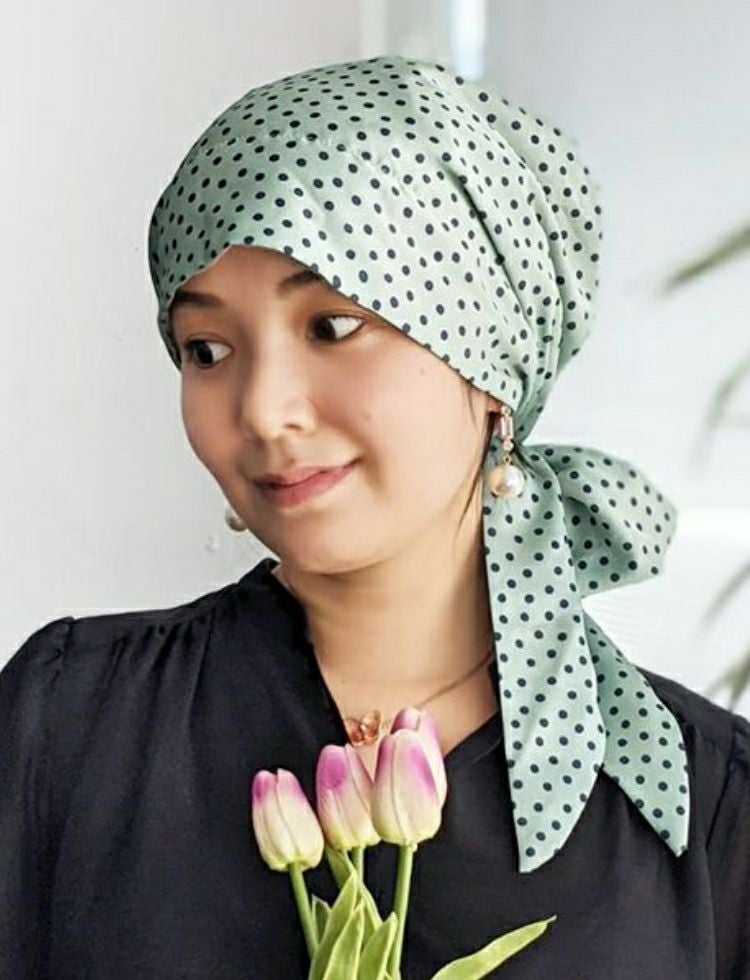 50%OFF】医療用帽子(ケア帽子) -Audrey- スカーフタイプ/Chocolat Dot
