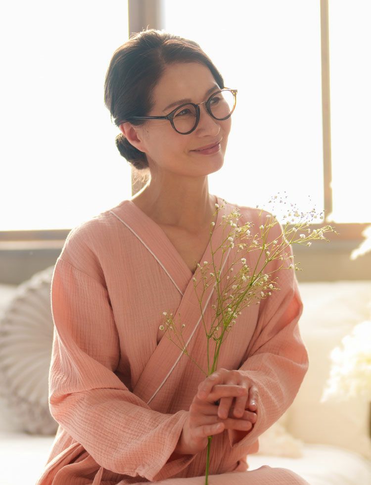 入院用 伸びる Wガーゼパジャマ ワンピース型 3カラー