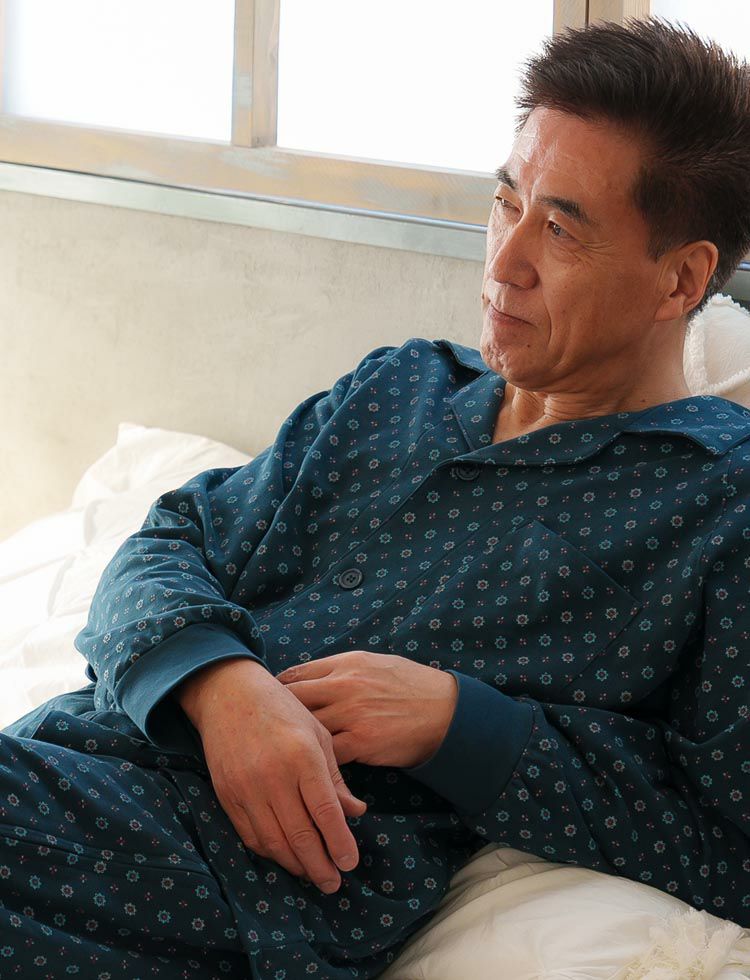 伸びるWガーゼパジャマ（メンズ）作務衣型（2カラー）