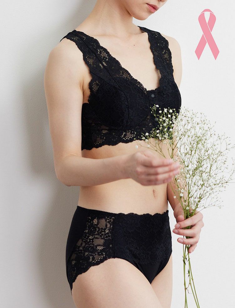 乳がんブラ＆パンツ 前開きレース 上下セット
