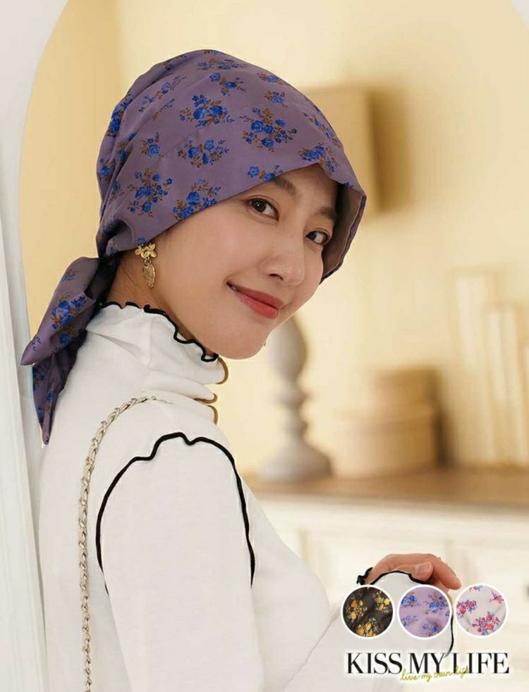 医療用帽子(ケア帽子) -Audrey- スカーフタイプ/花柄 | KISS MY LIFE