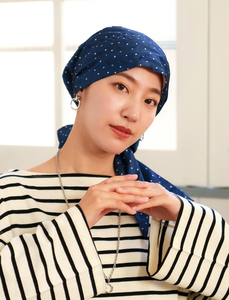 50%OFF】医療用帽子(ケア帽子) -Audrey- スカーフタイプ/ロゴドット