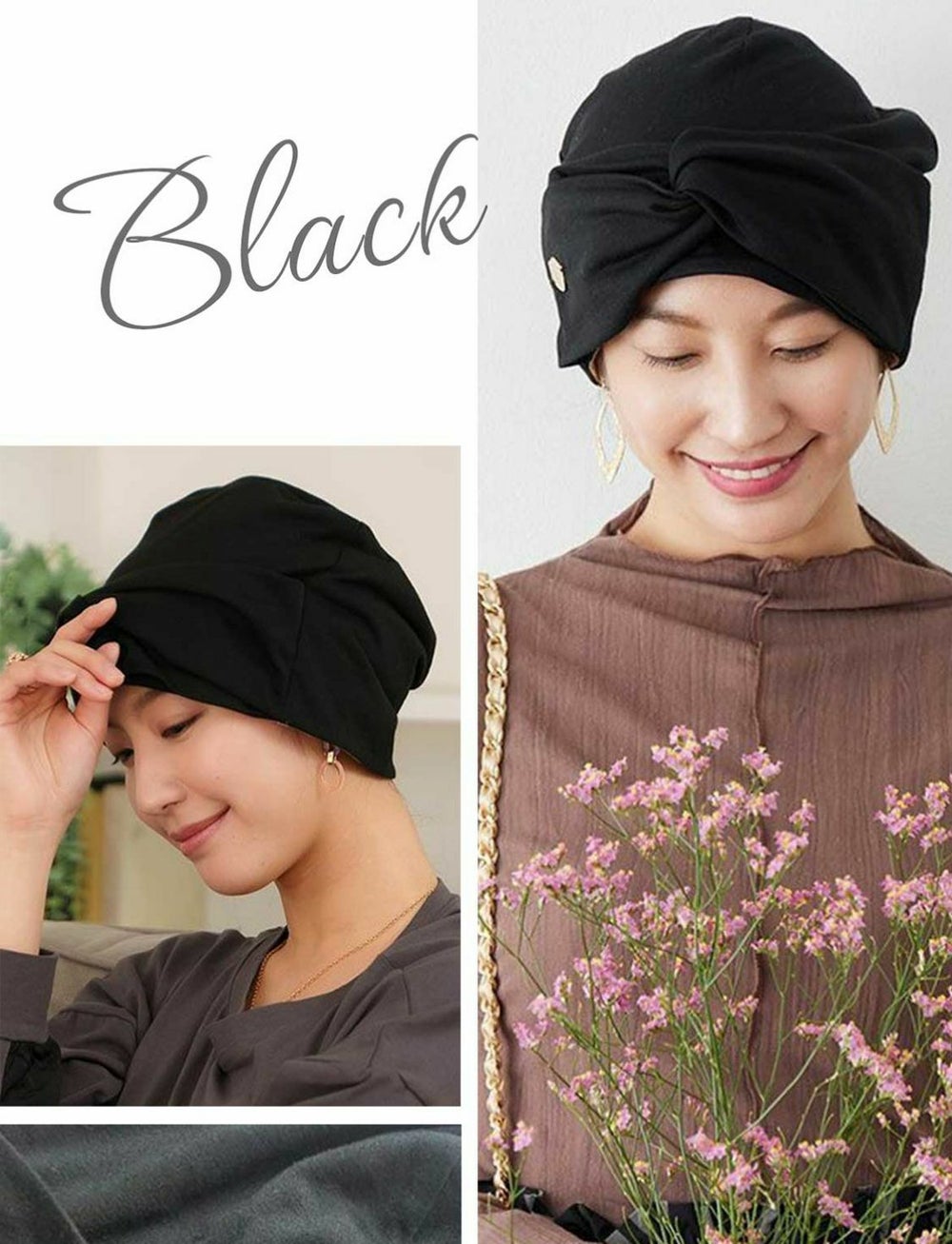 医療用帽子(ケア帽子) -Jean- ターバンタイプ　チャコールグレー