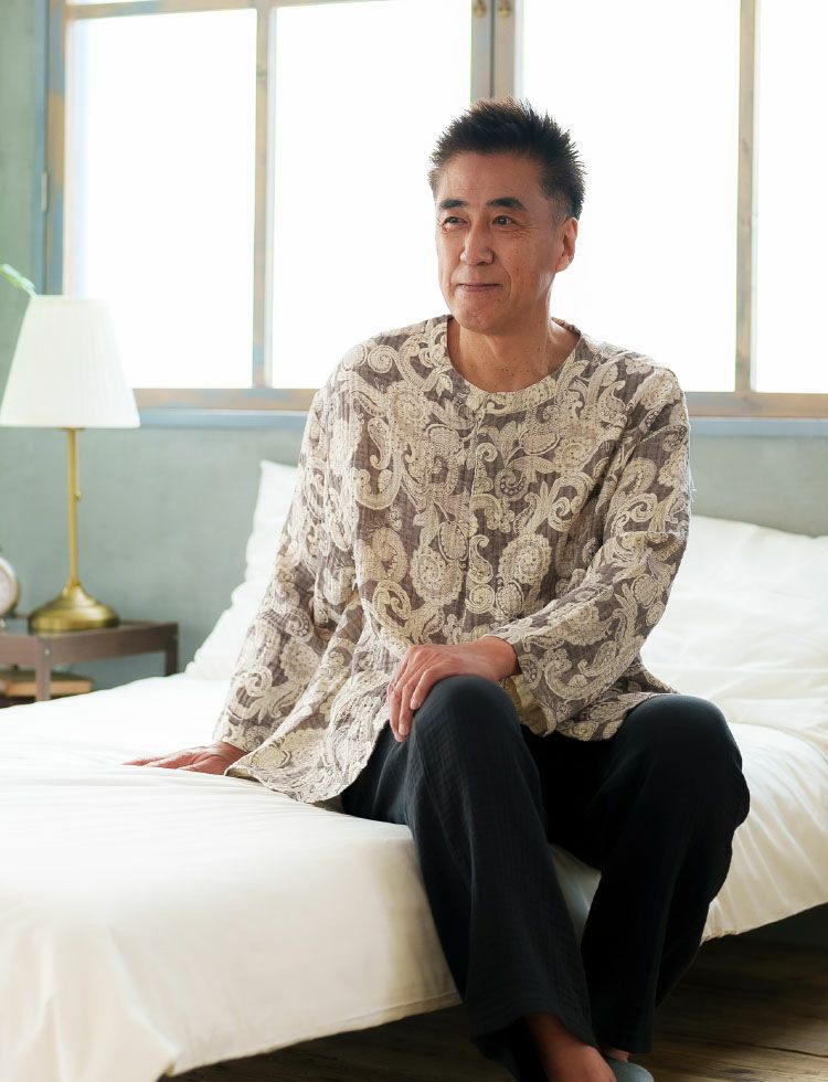 メンズ プレミアム Wガーゼパジャマ ペイズリー柄