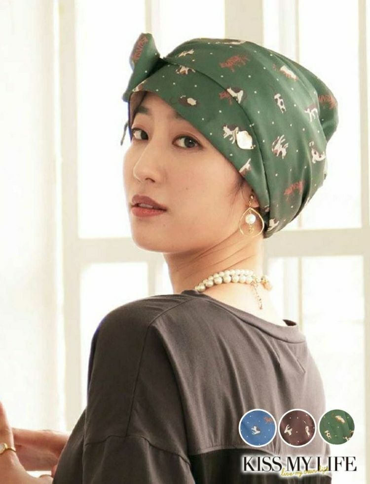 医療用帽子　オードリー　猫柄