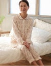 レディースパジャマ 小花柄 前開きタイプ 介護用　綿100%