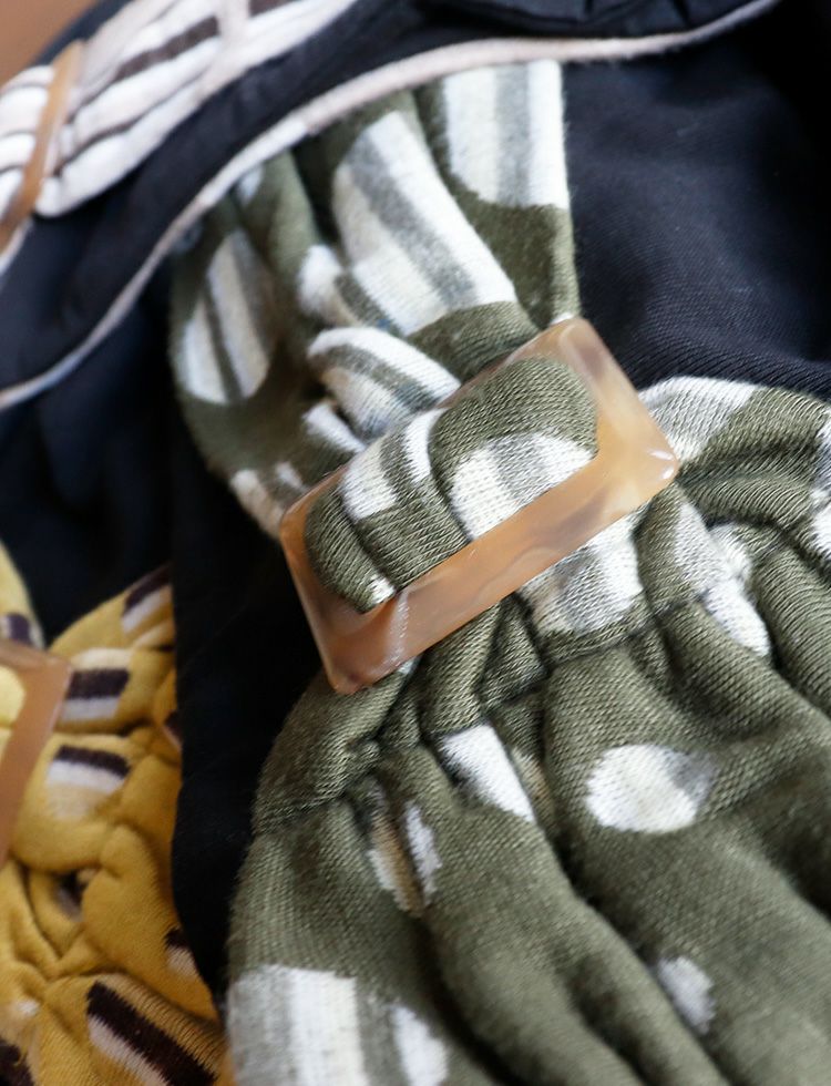 医療用帽子(ケア帽子) -Jean- ニットタイプ /バックル付き レトロドット柄