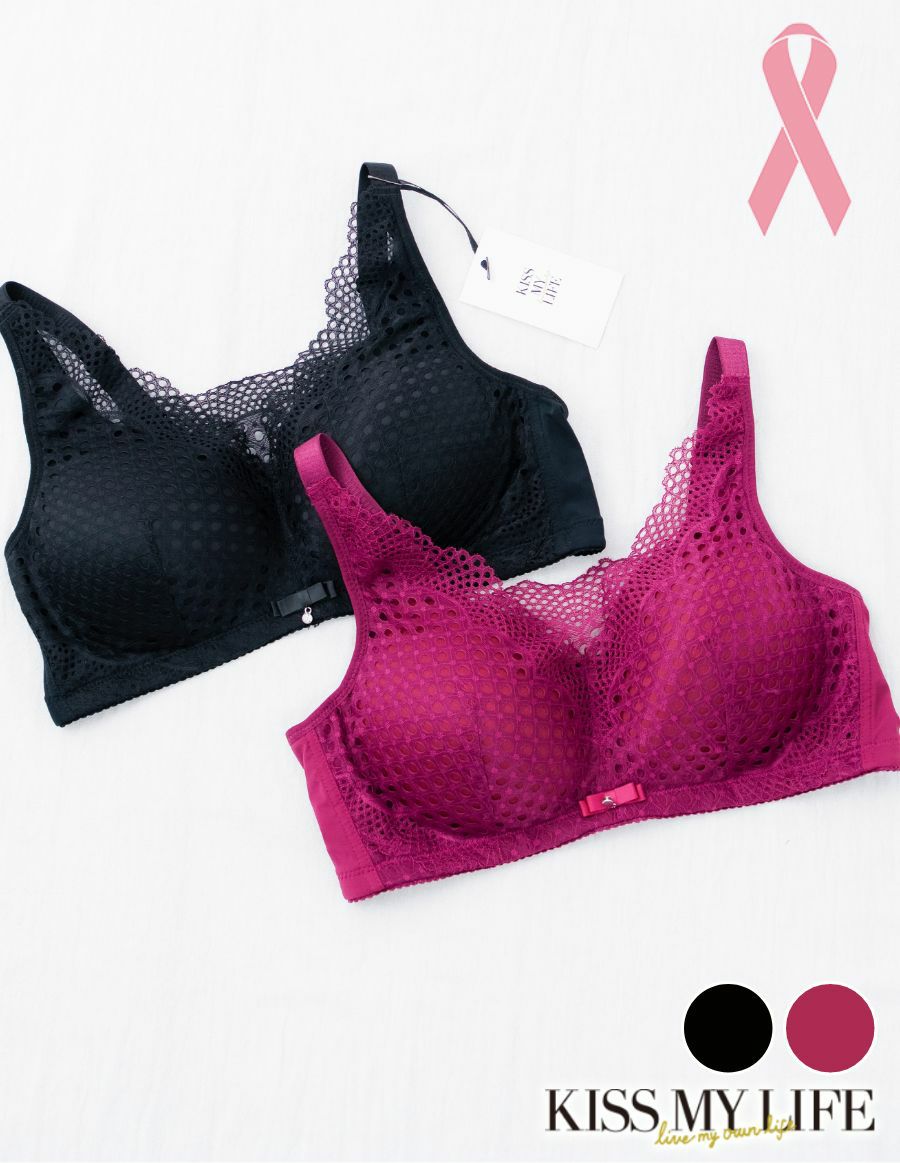 乳がんブラ メッシュレースブラ （パッド対応）