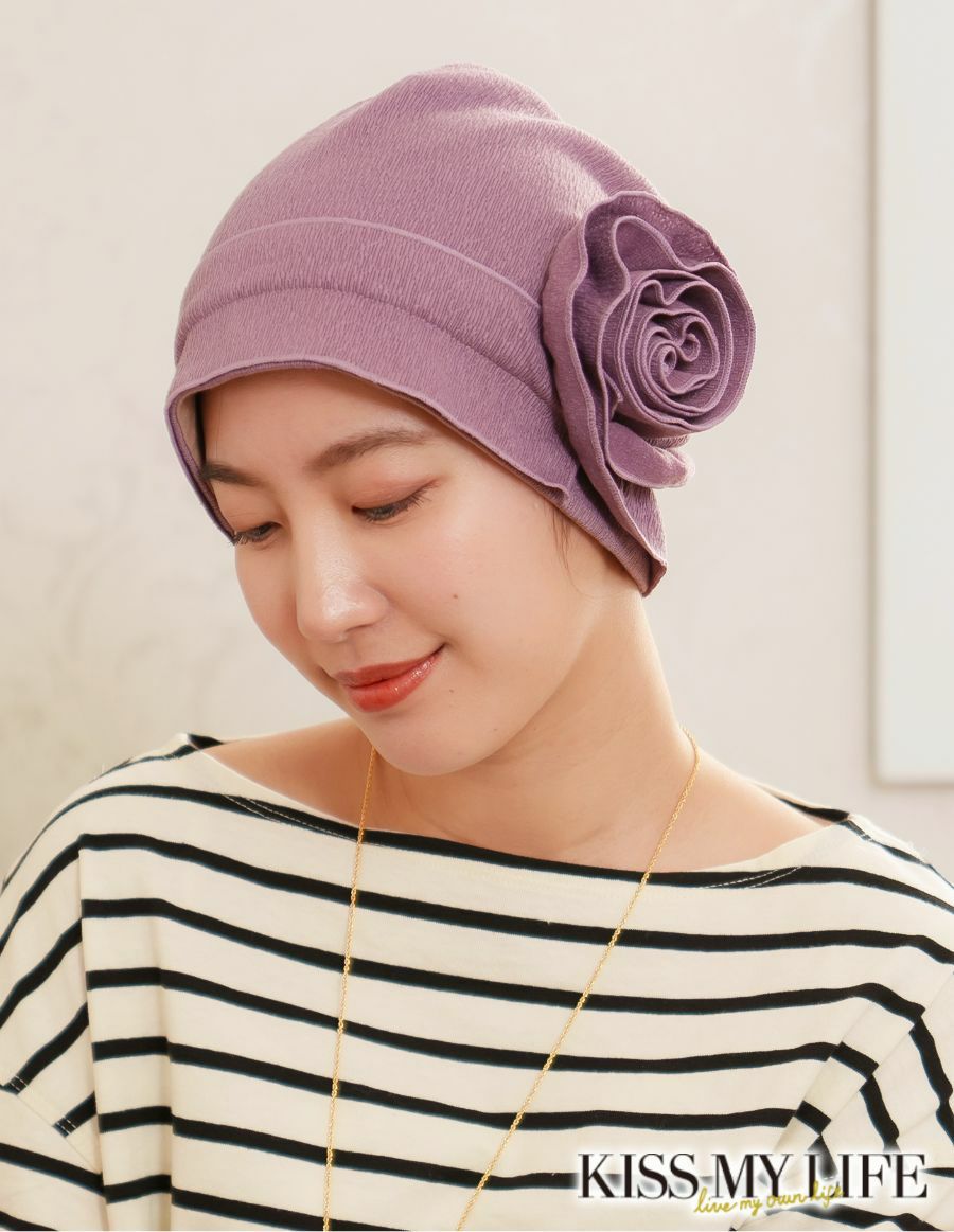 医療用帽子(ケア帽子) -Jean- ニットタイプ /巻きコサージュ