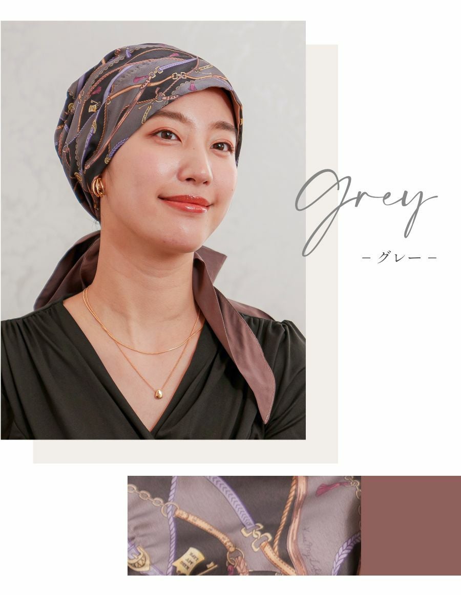 医療用帽子(ケア帽子) -Audrey- スカーフタイプ/Le charme（ル・シャルム）　グレー