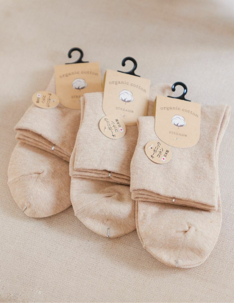 オーガニックコットン 靴下（ゴムなし・日本製・3足セット）