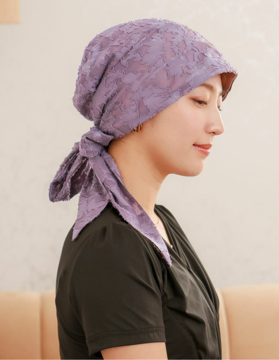 医療用帽子(ケア帽子) -Audrey- スカーフタイプ/花柄 カットジャガード