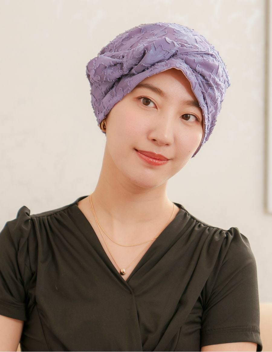 医療用帽子(ケア帽子) -Audrey- スカーフタイプ/花柄 カットジャガード