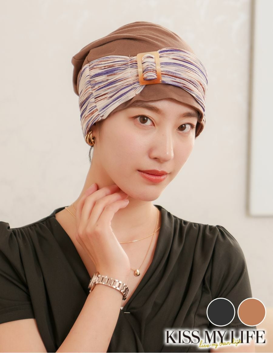 医療用帽子(ケア帽子) -Jean- ニットタイプ /バックル水彩