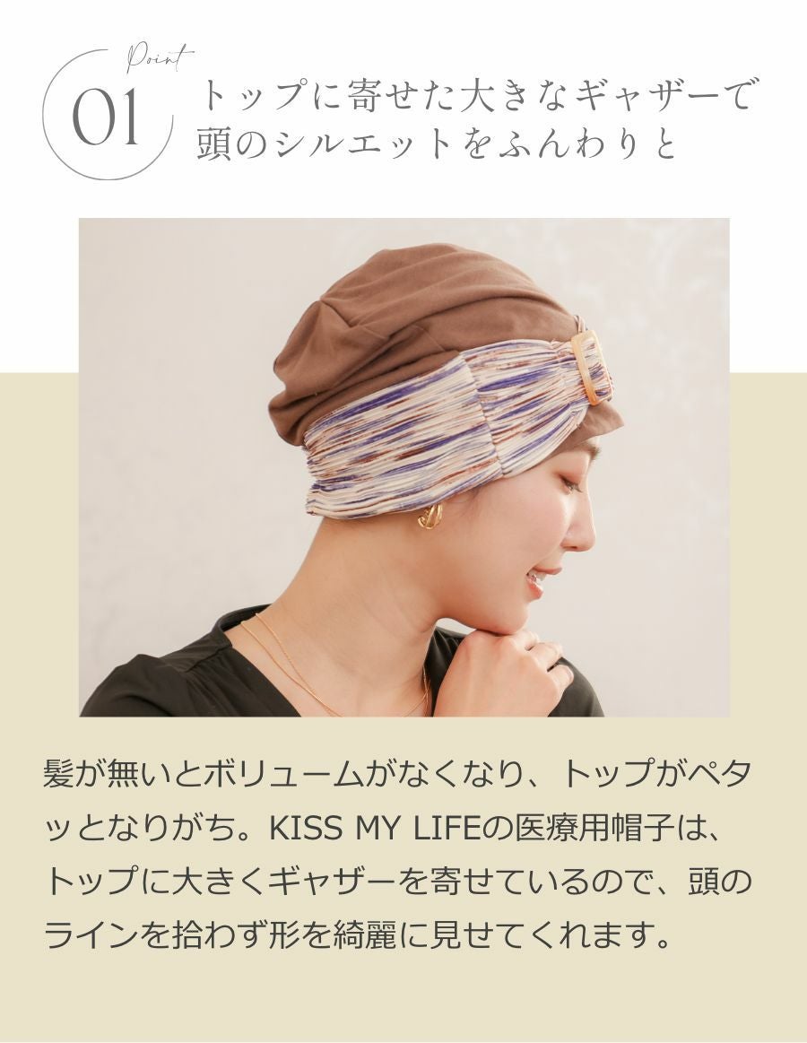 医療用帽子(ケア帽子) -Jean- ニットタイプ /バックル水彩