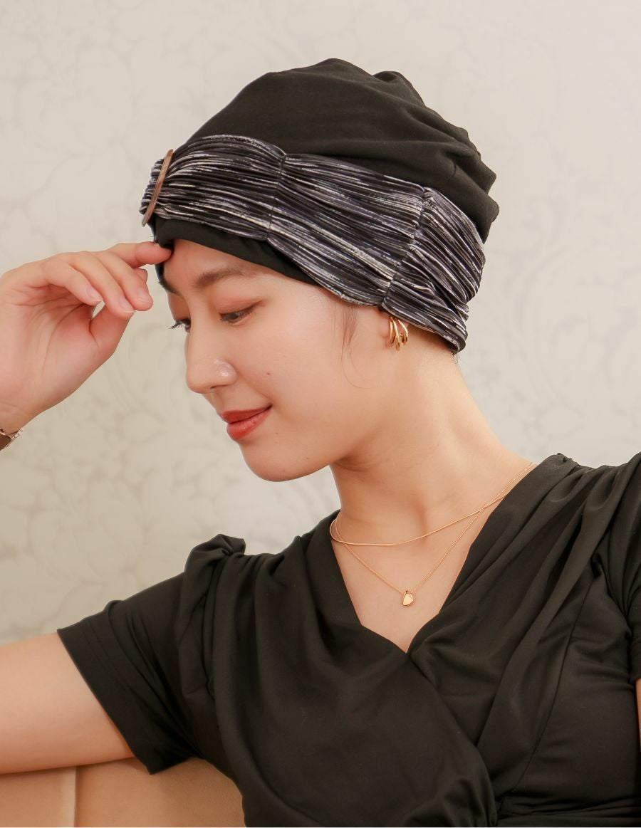 医療用帽子(ケア帽子) -Jean- ニットタイプ /バックル水彩