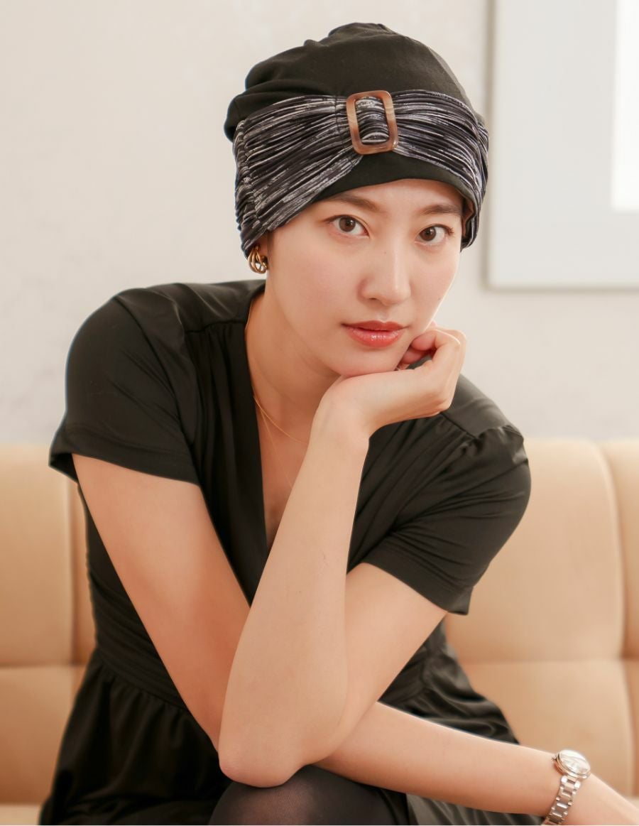 医療用帽子(ケア帽子) -Jean- ニットタイプ /バックル水彩