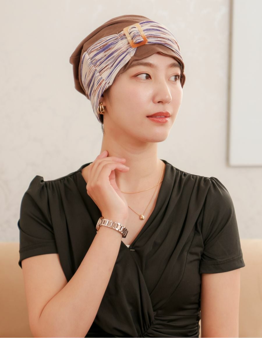 医療用帽子(ケア帽子) -Jean- ニットタイプ /バックル水彩