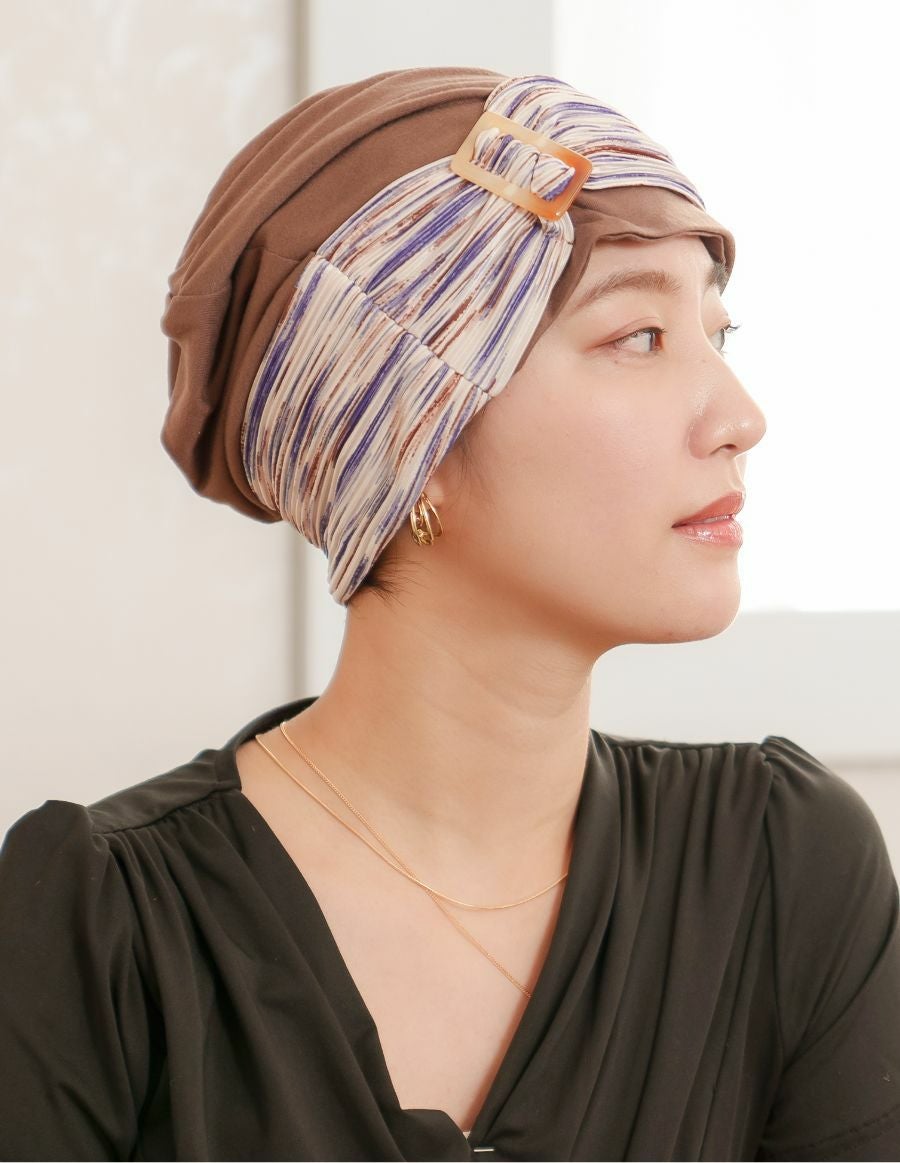 医療用帽子(ケア帽子) -Jean- ニットタイプ /バックル水彩