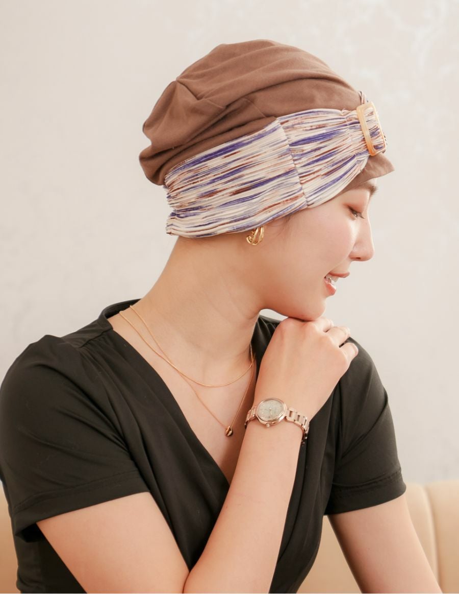 医療用帽子(ケア帽子) -Jean- ニットタイプ /バックル水彩