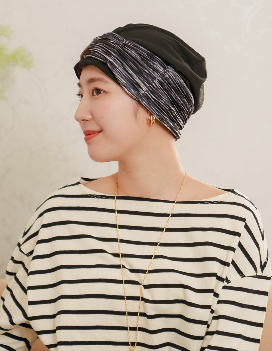 医療用帽子(ケア帽子) -Jean- ニットタイプ /バックル水彩