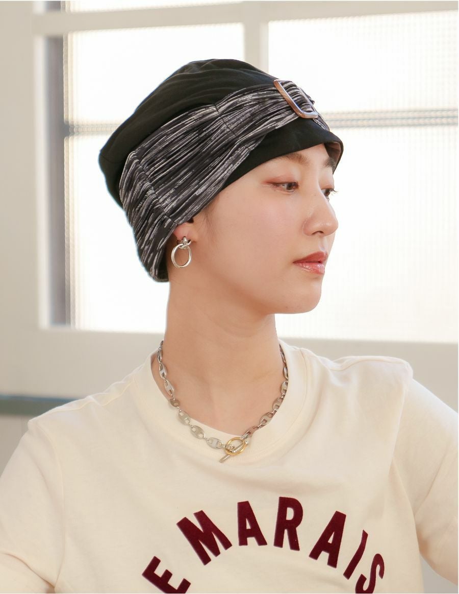 医療用帽子(ケア帽子) -Jean- ニットタイプ /バックル水彩