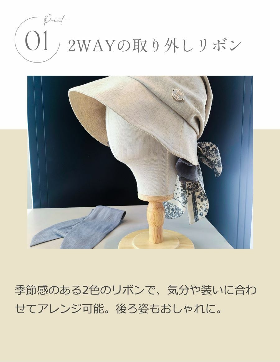 医療用帽子(ケア帽子) -Jean- すっぽり被れる小顔帽子 2way ライト