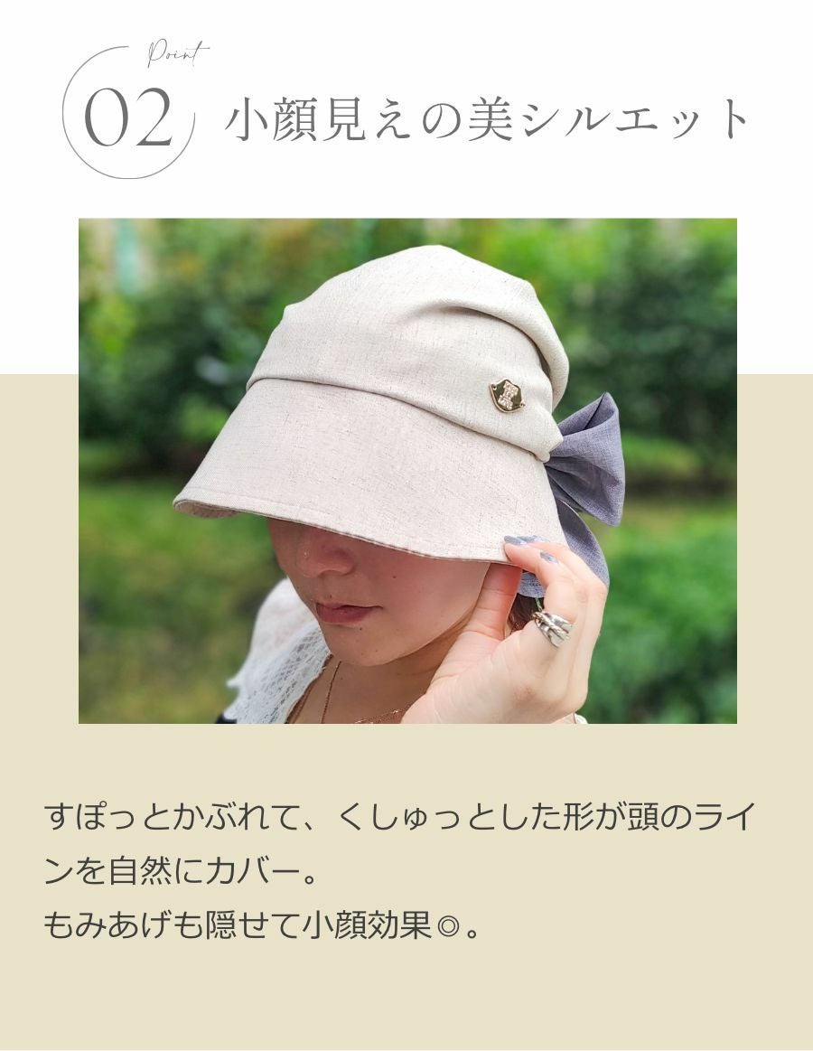 医療用帽子(ケア帽子) -Jean- すっぽり被れる小顔帽子 2way ライト
