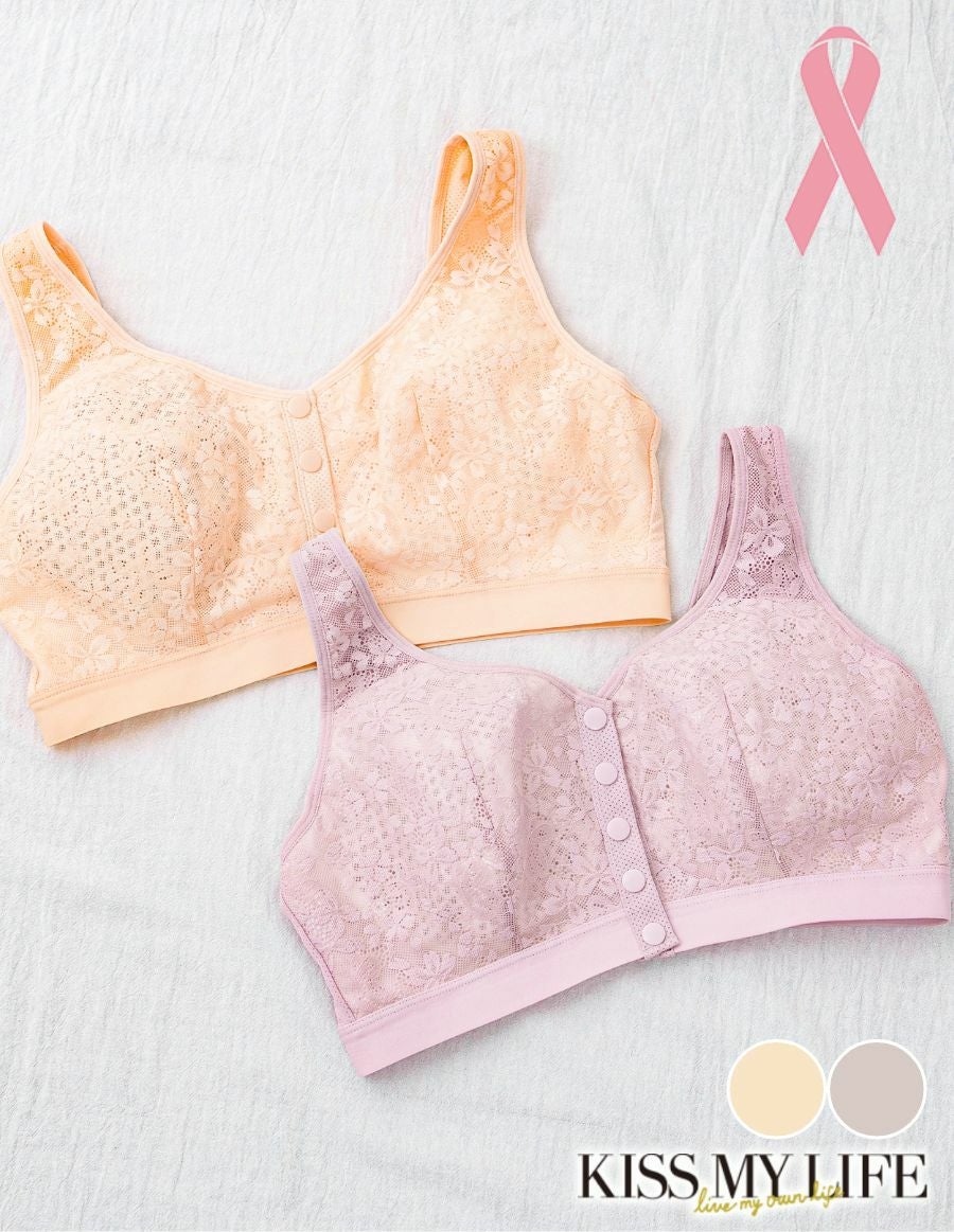 乳がんソフトブラ 前開きボタン ナチュラルフラワー