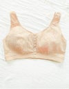 乳がんソフトブラ 前開きボタン ナチュラルフラワー（パッド対応） ピーチベージュ
