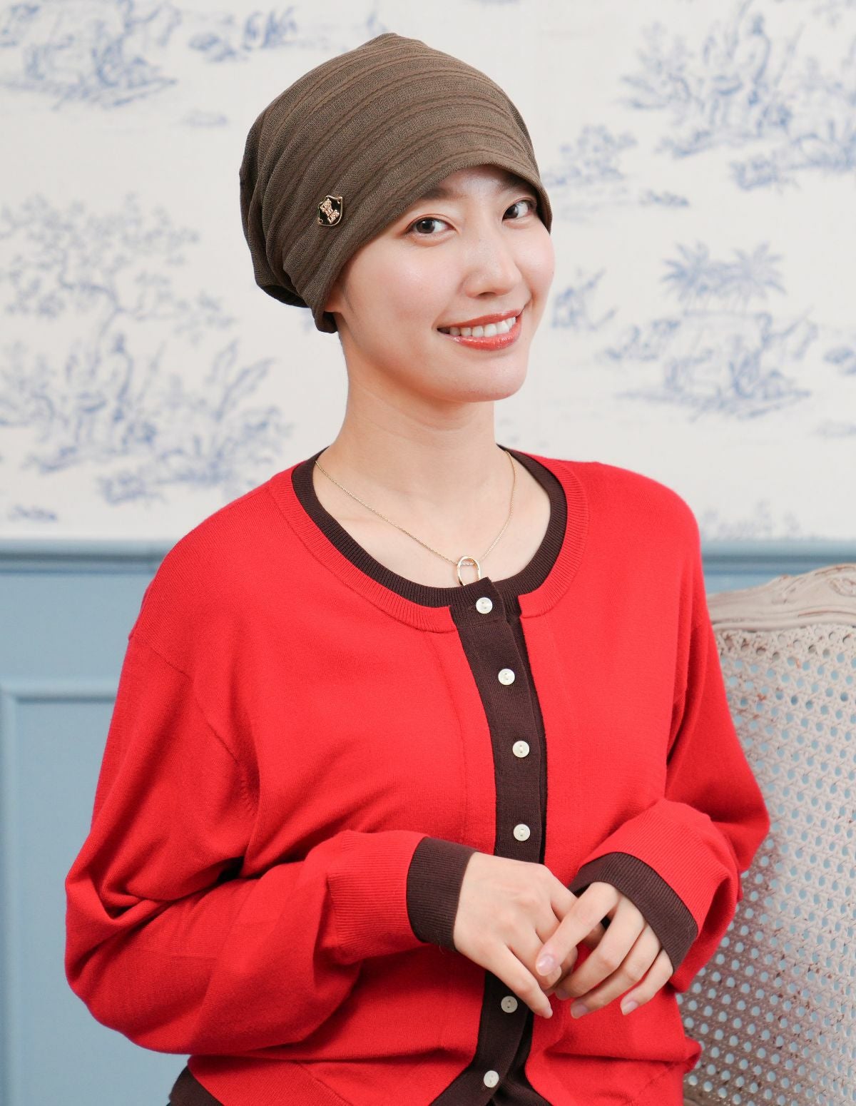 医療用帽子(ケア帽子) -Jean- アンティーク　ストライプ