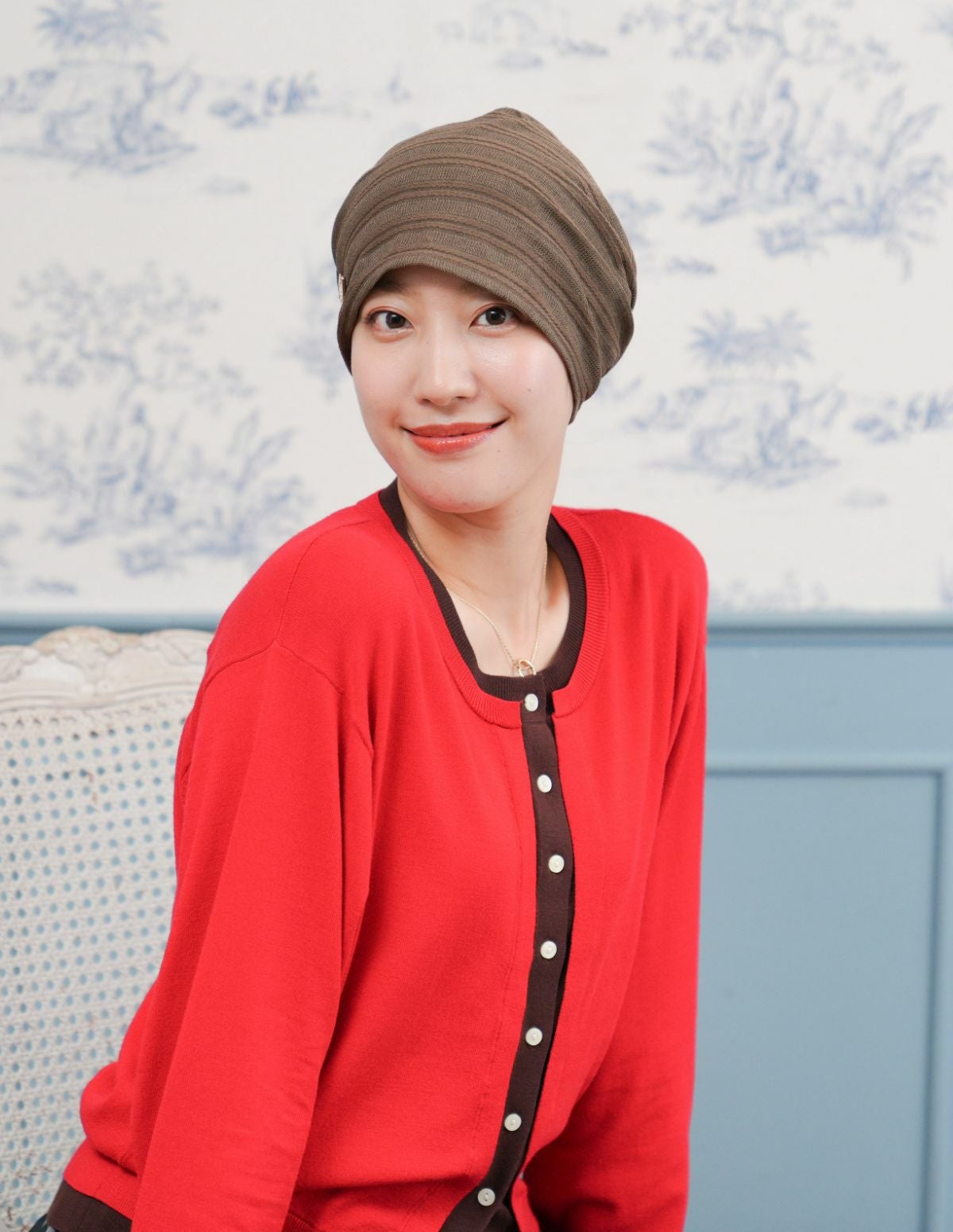 医療用帽子(ケア帽子) -Jean- アンティーク　ストライプ