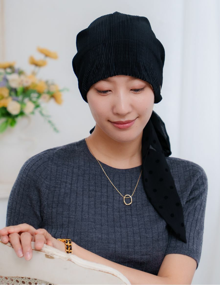 医療用帽子(ケア帽子) -Audrey LUXE- スカーフタイプ/Drape Dot