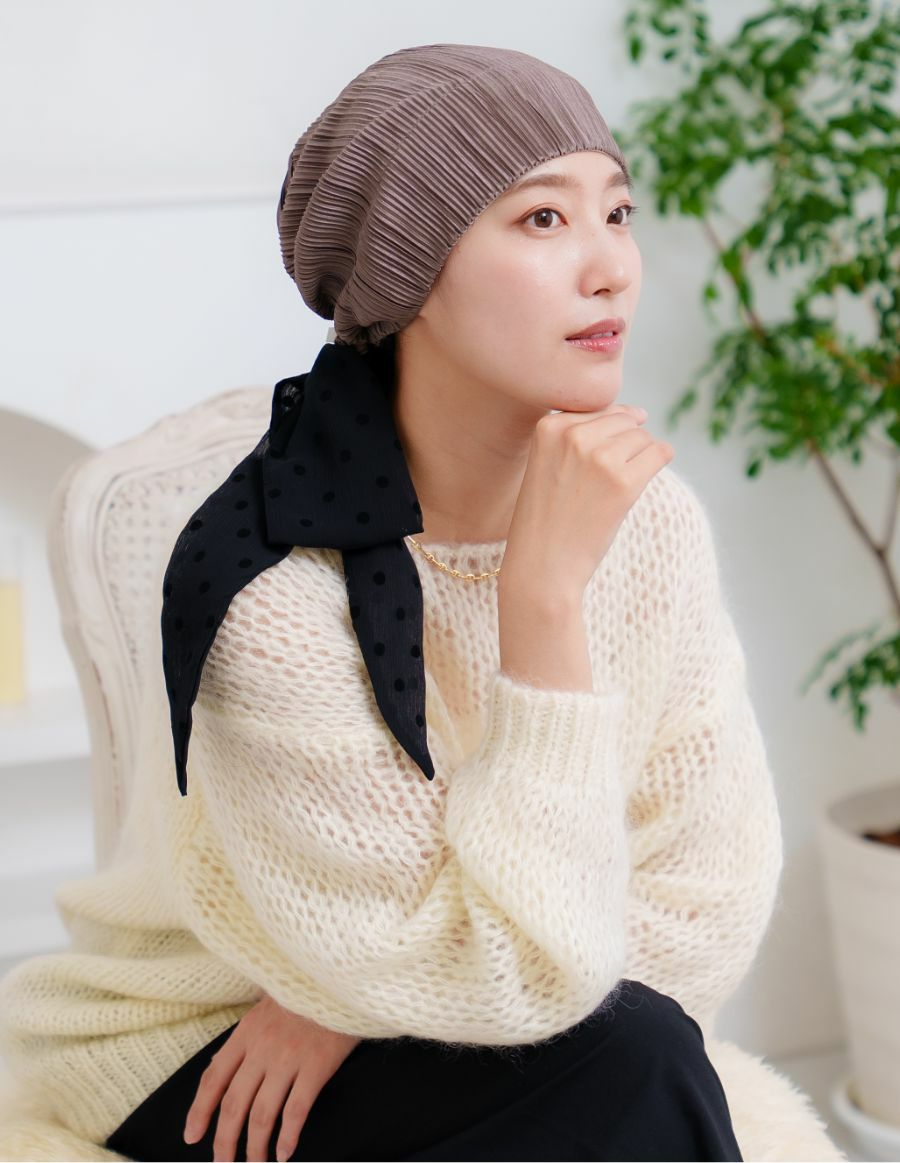 医療用帽子(ケア帽子) -Audrey LUXE- スカーフタイプ/Drape Dot