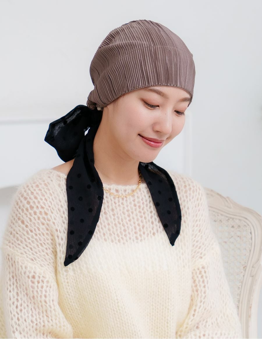医療用帽子(ケア帽子) -Audrey LUXE- スカーフタイプ/Drape Dot