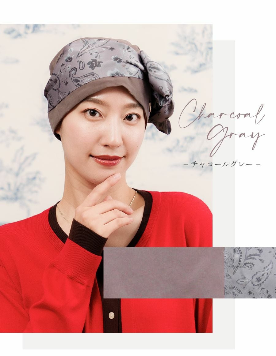 医療用帽子(ケア帽子) -Audrey LUXE- スカーフタイプ/Paisley Noir（ペイズリーノワール）