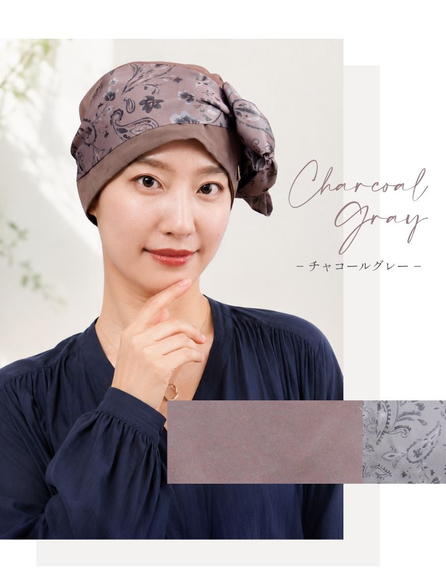 医療用帽子(ケア帽子) -Audrey LUXE- スカーフタイプ/Paisley Noir（ペイズリーノワール）