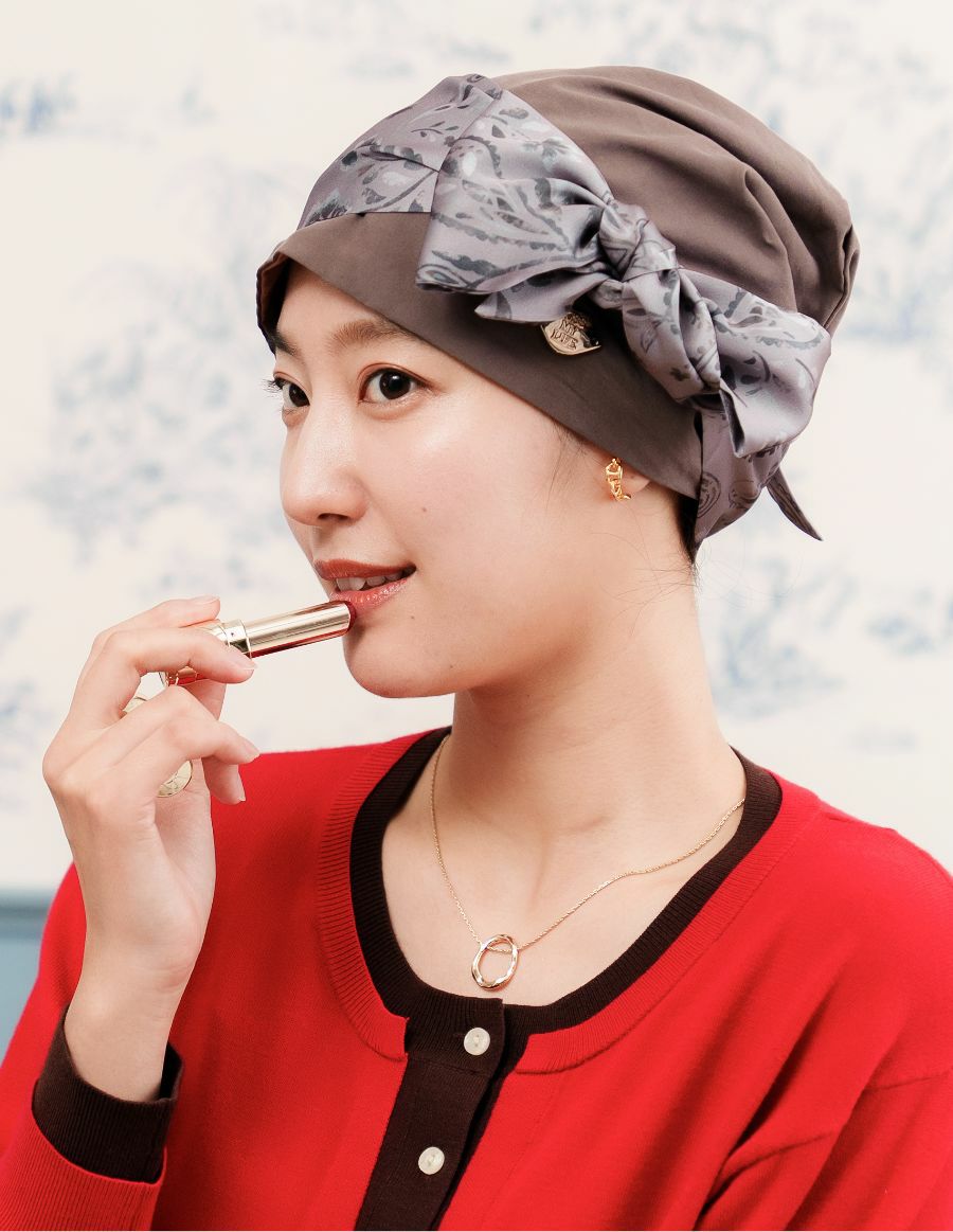 医療用帽子(ケア帽子) -Audrey LUXE- スカーフタイプ/Paisley Noir（ペイズリーノワール）