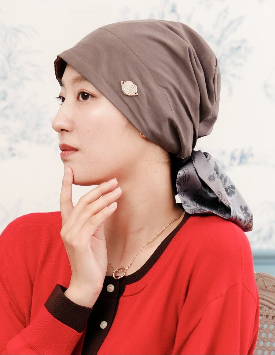 医療用帽子(ケア帽子) -Audrey LUXE- スカーフタイプ/Paisley Noir（ペイズリーノワール）