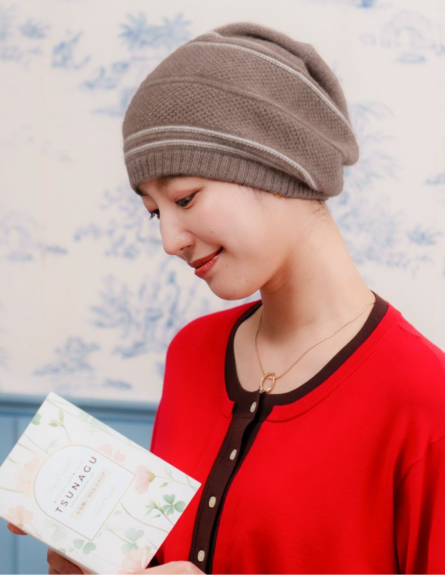 医療用帽子(ケア帽子) -Jean- カシミア フレンチストライプ